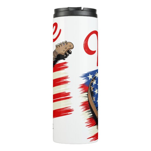 ヴィンテージアメリカ国旗のギター:愛国音楽 タンブラー (裏面)