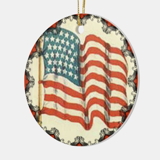 ヴィンテージアメリカ国旗のクリスマスオーナメント セラミックオーナメント (左)