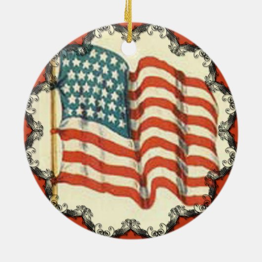 ヴィンテージアメリカ国旗のクリスマスオーナメント セラミックオーナメント (裏面)