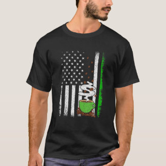 ヴィンテージアメリカ国旗のコーヒーセントパトリックスデイメンズ Tシャツ