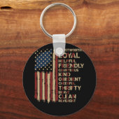 ヴィンテージアメリカ国旗のスカウト法 キーホルダー (正面)