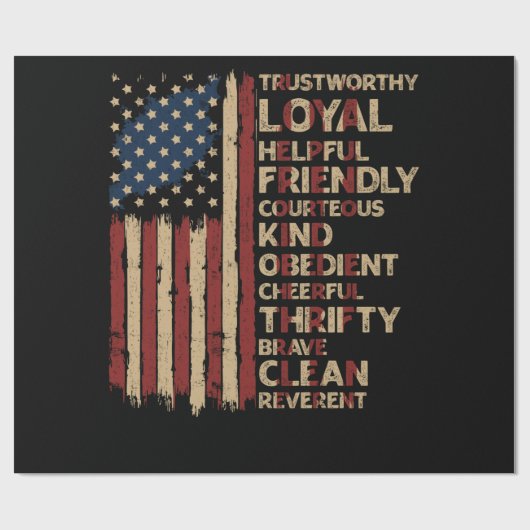 ヴィンテージアメリカ国旗のスカウト法 ラッピングペーパー (フラット)