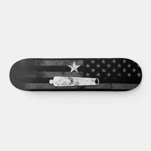 ヴィンテージアメリカ国旗のスターと大砲のスケートボード スケートボード (横)