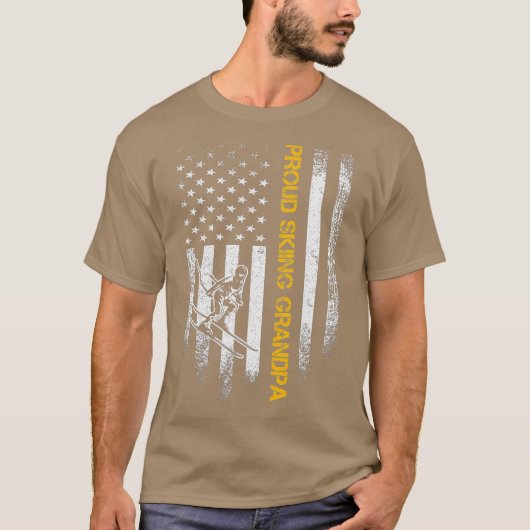 ヴィンテージアメリカ国旗のス誇りを持ったキーグランパ Tシャツ (正面)