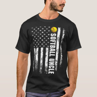 ヴィンテージアメリカ国旗のソフトボールおじさんクリスマスGIF Tシャツ