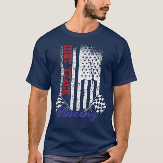 ヴィンテージアメリカ国旗のダート・トラック・レース Tシャツ (正面)