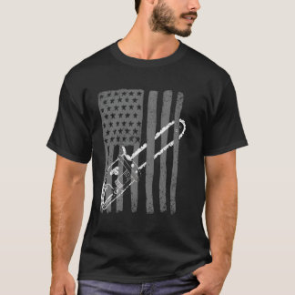 ヴィンテージアメリカ国旗のチェーンソーかわいい木おもしろい工ログ Tシャツ