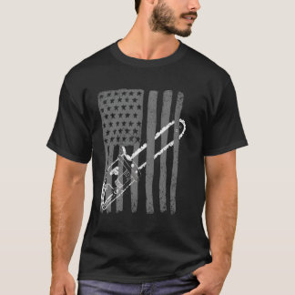 ヴィンテージアメリカ国旗のチェーンソーかわいい木おもしろい工ログ Tシャツ