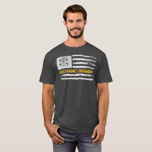 ヴィンテージアメリカ国旗のディーゼル整備士 Tシャツ (正面フル)
