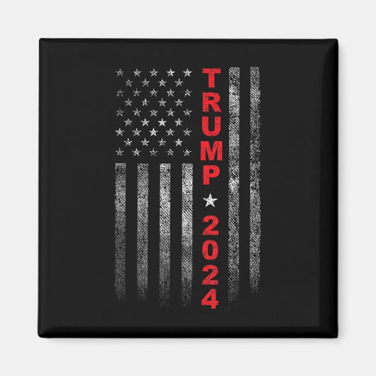 ヴィンテージアメリカ国旗のトランプ2024選挙キャンプ マグネット (正面)