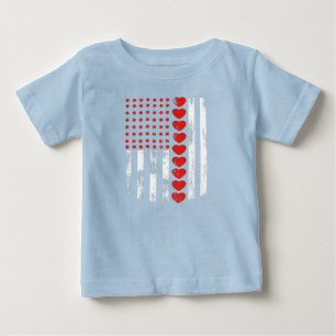 ヴィンテージアメリカ国旗のハートファミリーマッチング服 ベビーTシャツ