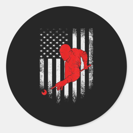 ヴィンテージアメリカ国旗のビリヤード・スヌッカー ラウンドシール (正面)