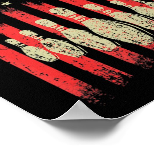 ヴィンテージアメリカ国旗のボーリングが愛国的なボウルをピン ポスター (角)