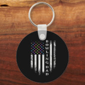 ヴィンテージアメリカ国旗のボーリングパパボウリングをする人、 クリケットの投手 キーホルダー (正面)