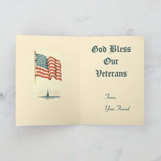 ヴィンテージアメリカ国旗のメモリアルデーカード カード (内部)