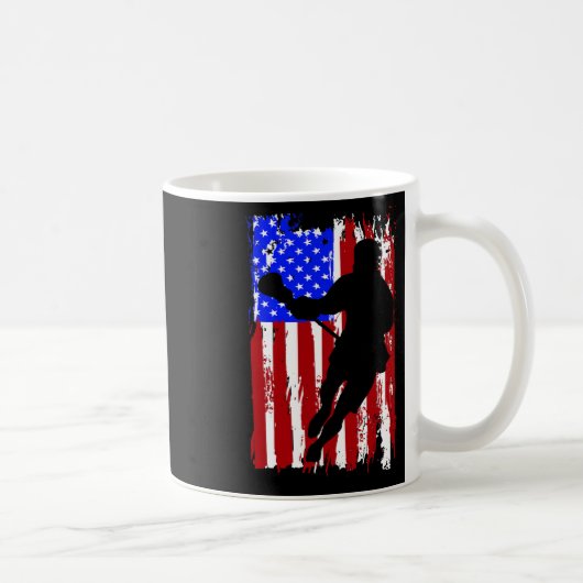 ヴィンテージアメリカ国旗のラクロス コーヒーマグカップ (右)