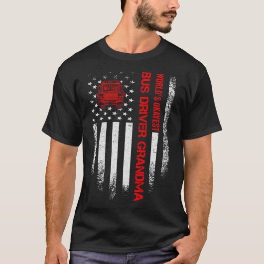ヴィンテージアメリカ国旗の世界最大級のスクールバスドライバー Tシャツ (正面)