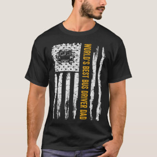 ヴィンテージアメリカ国旗の世界最高ののスクールバス Tシャツ