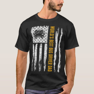 ヴィンテージアメリカ国旗の世界最高ののスクールバス Tシャツ