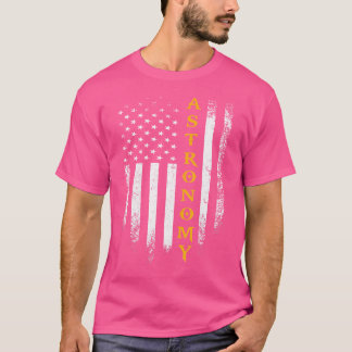 ヴィンテージアメリカ国旗の天文学宇宙科学ガラ Tシャツ