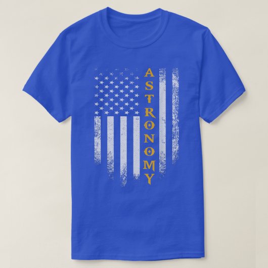 ヴィンテージアメリカ国旗の天文学宇宙科学ガラ Tシャツ (デザイン正面)