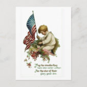 ヴィンテージアメリカ国旗の小さな男の子 ポストカード (正面)