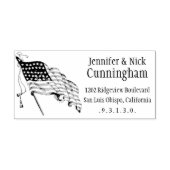 ヴィンテージアメリカ国旗の差出人住所スタンプ ラバースタンプ (インプリント)