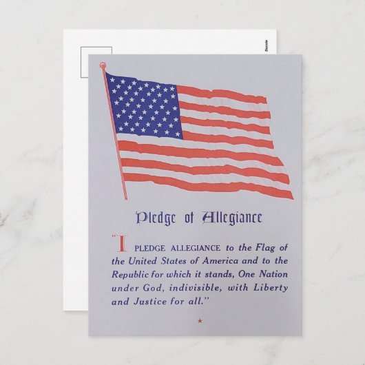 ヴィンテージアメリカ国旗の忠誠の誓い シーズンポストカード (正面/裏面)