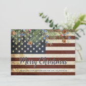 ヴィンテージアメリカ国旗の愛国的なメリークリスマス シーズンカード (スタンド正面)