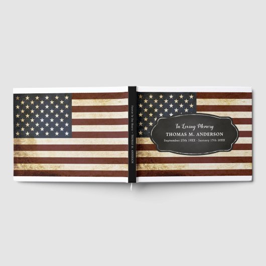 ヴィンテージアメリカ国旗の愛国的追悼式 ゲストブック (全面)