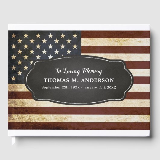 ヴィンテージアメリカ国旗の愛国的追悼式 ゲストブック (正面)