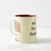 ヴィンテージアメリカ国旗の感謝コーヒーマグ ツートーンマグカップ (正面左)