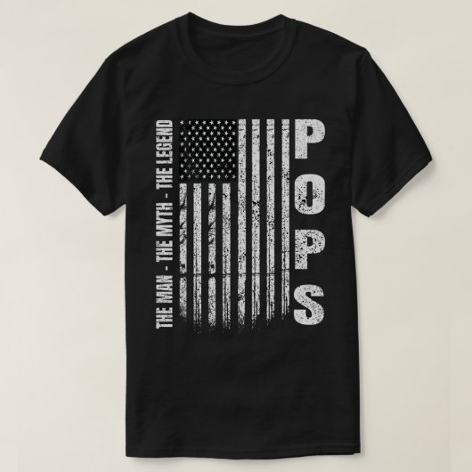 ヴィンテージアメリカ国旗の男の神話パパの父親の贈り物 Tシャツ (デザイン正面)