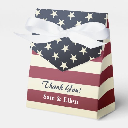 ヴィンテージアメリカ国旗の結婚式のパーティーの好意ボックス フェイバーボックス (正面サイド)