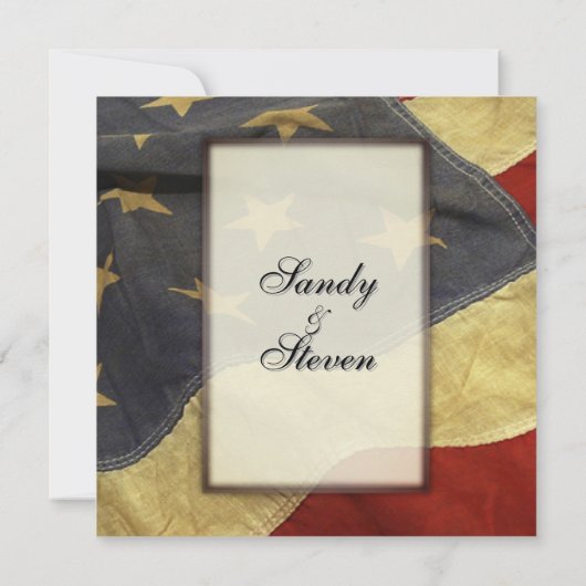 ヴィンテージアメリカ国旗の結婚式招待状 招待状 (裏面)