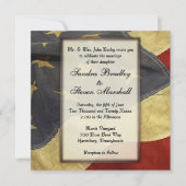 ヴィンテージアメリカ国旗の結婚式招待状 招待状 (正面)