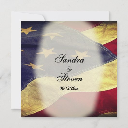 ヴィンテージアメリカ国旗の結婚式招待状 招待状 (裏面)