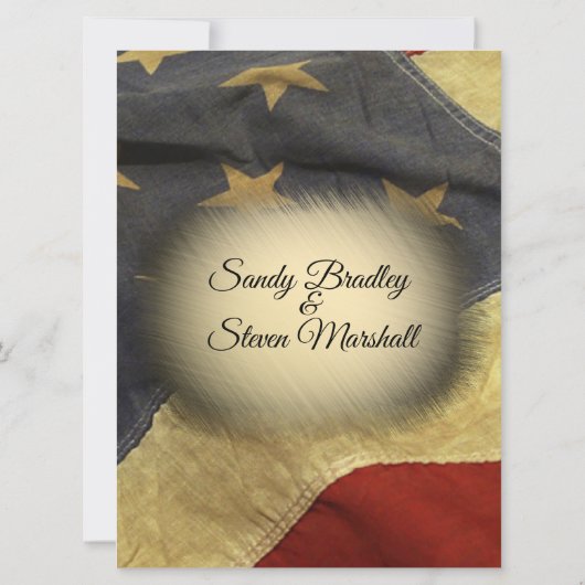 ヴィンテージアメリカ国旗の結婚式招待状 招待状 (裏面)