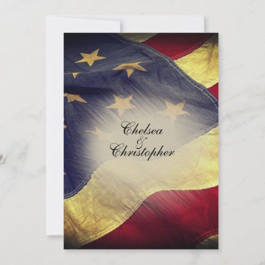 ヴィンテージアメリカ国旗の結婚式招待状 招待状 (裏面)