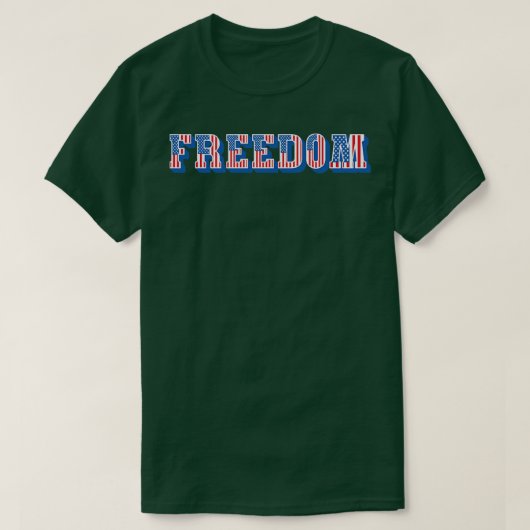 ヴィンテージアメリカ国旗の自由文字 Tシャツ (デザイン正面)