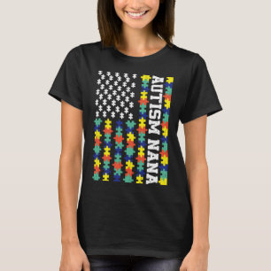 ヴィンテージアメリカ国旗の自閉症ナナ自閉症意識 Tシャツ