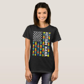 ヴィンテージアメリカ国旗の自閉症ナナ自閉症意識 Tシャツ (正面フル)