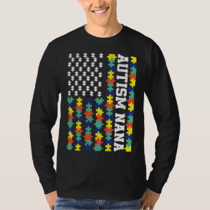 ヴィンテージアメリカ国旗の自閉症ナナ自閉症意識 Tシャツ