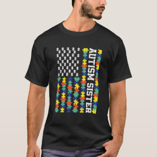 ヴィンテージアメリカ国旗の自閉症姉妹自閉症の待望 Tシャツ