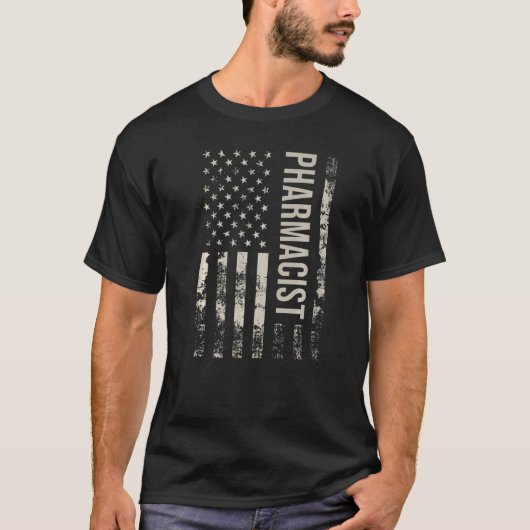 ヴィンテージアメリカ国旗の薬剤師プレミアム Tシャツ (正面)