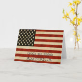 ヴィンテージアメリカ国旗の贈り物 カード (黄色い花)