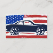 ヴィンテージアメリカ国旗の車の自動整備士サービス 名刺 (裏面)