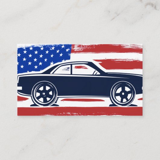 ヴィンテージアメリカ国旗の車の自動整備士サービス 名刺 (裏面)