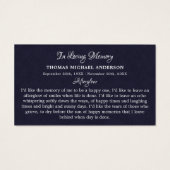 ヴィンテージアメリカ国旗の追悼式祈りの言葉カード (裏面)