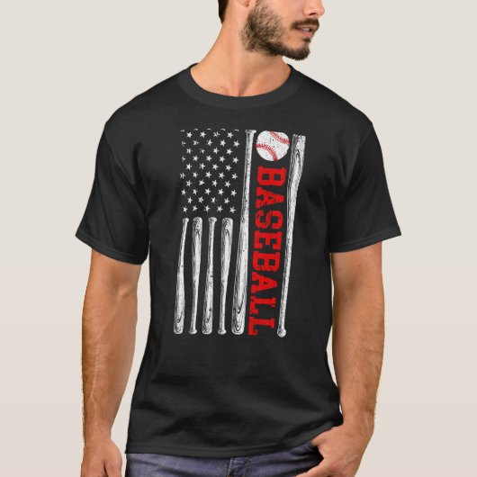 ヴィンテージアメリカ国旗の野球USAチーム Tシャツ (正面)